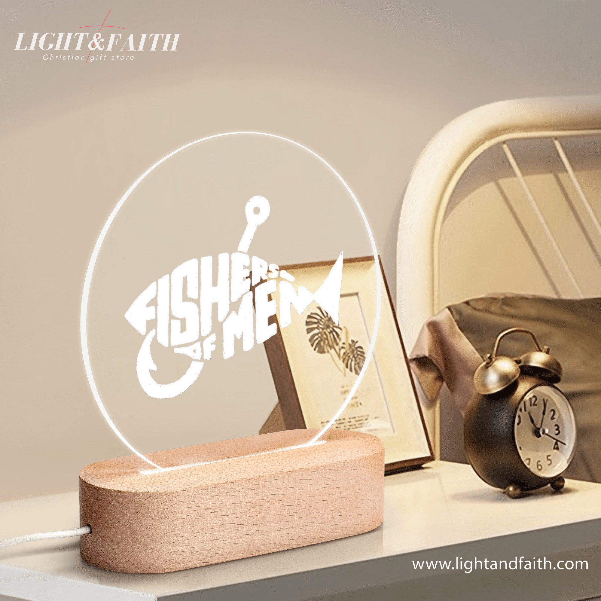 Fishers of Men LED Christian Night Light – Inspirational Bible Verse Decor Gift. NLLAF43